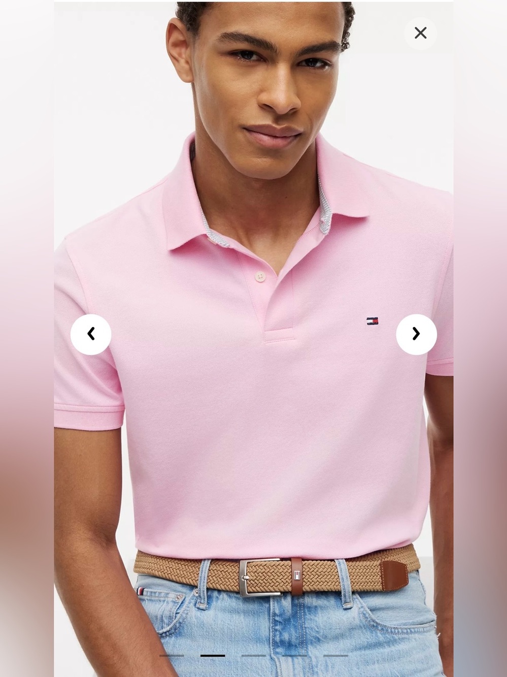 NEW Tommy Hilfiger Men's Pink Pique Polo Shirt Size L